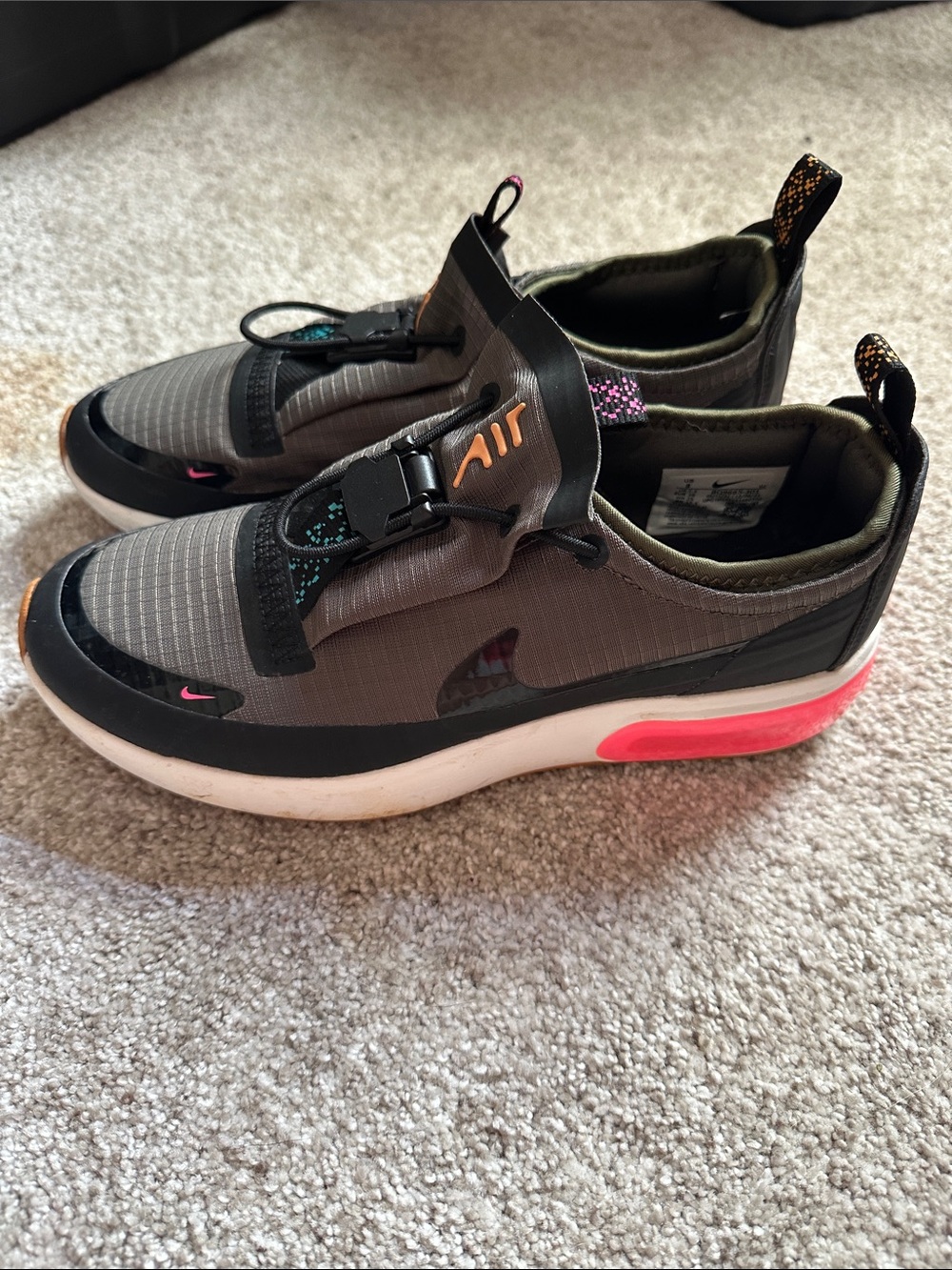 Women’s Olive Green Slip-On Athletic Shoes with Pink Accents